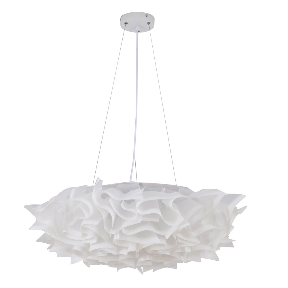 1-Light White Acrylic LED Chandelier With White hardware