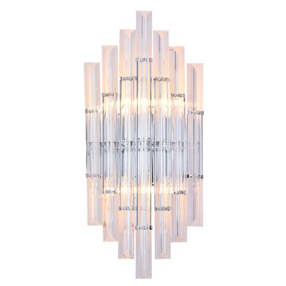 2-Light Chrome Metal Wall Sconce With Clear Rods