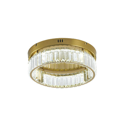 1-Light Brass Dimmable LED Flush Mount With Clear Crystals
