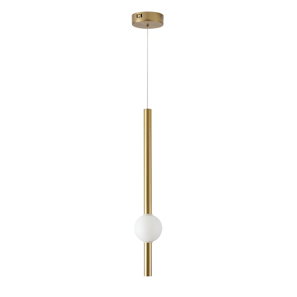 1-Light Gold LED Pendant With A White Acrylic Shade