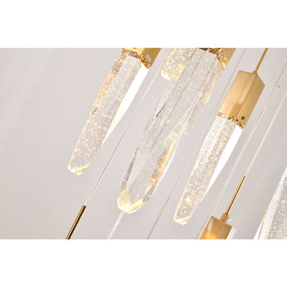 13-Light Gold Chandelier With A Clear iceberg bubble Crystal