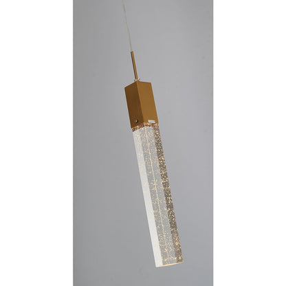 1-Light Gold Single Pendant With A Clear Bubble Crystal