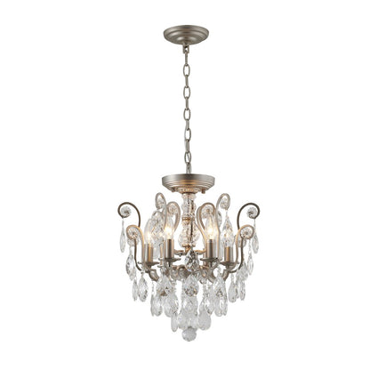 6-Light Pewter Chandelier With Clear Crystals