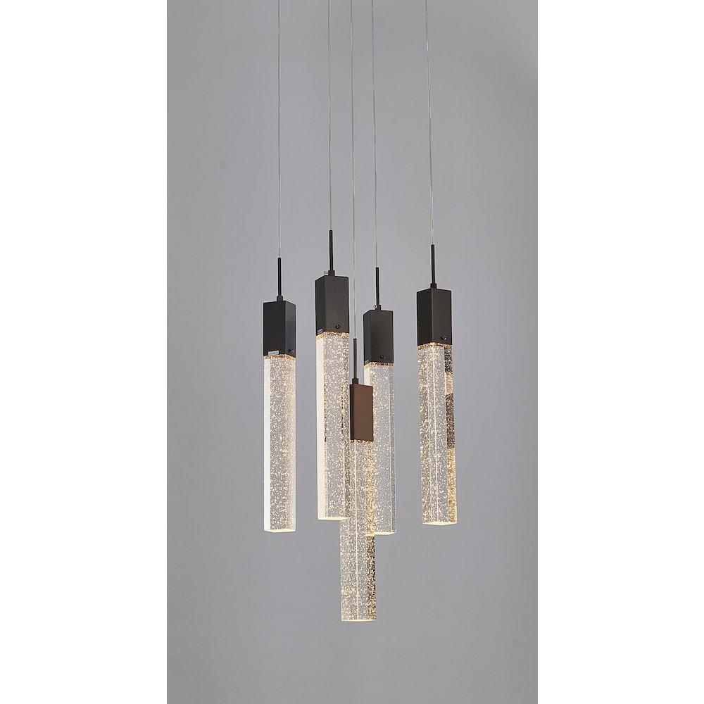 5-Light Matte Black Chandelier With A Clear Bubble Crystal