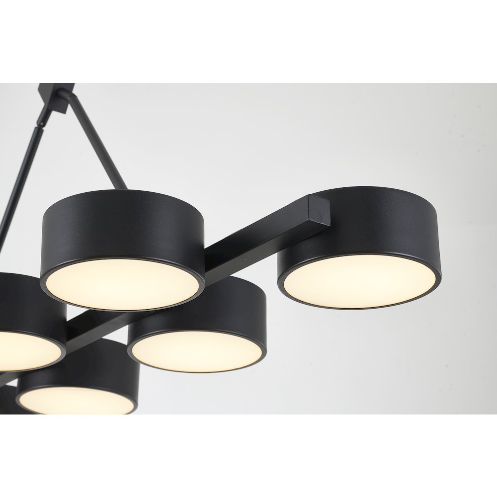 8-Light Black LED Chandelier With Accent Shades
