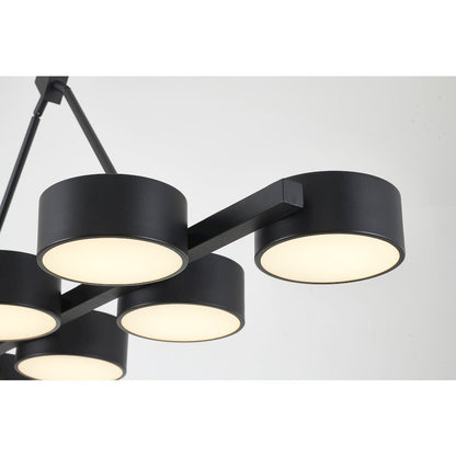 8-Light Black LED Chandelier With Accent Shades