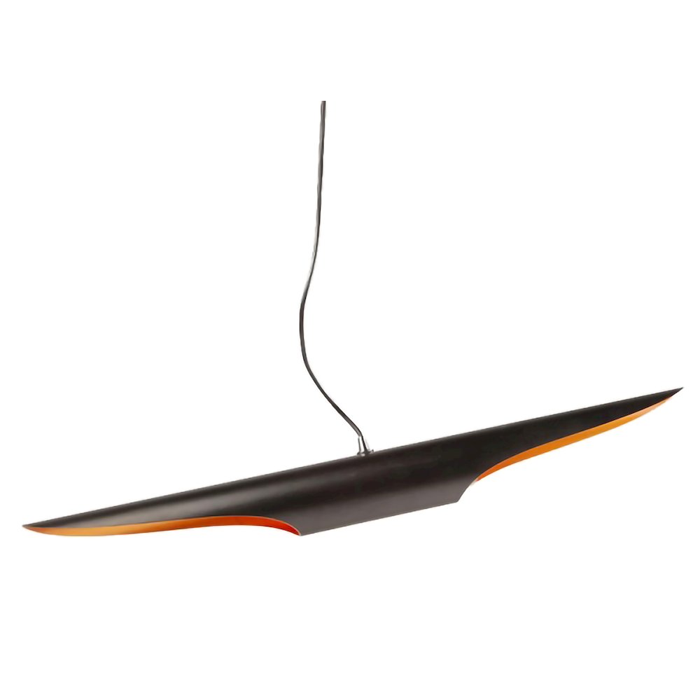 2-Light Black Tubed Pendant With A Gold Interior