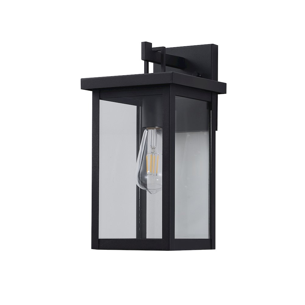 1-Light Matte Black Outdoor Wall Sconce With A Clear Glass Shade