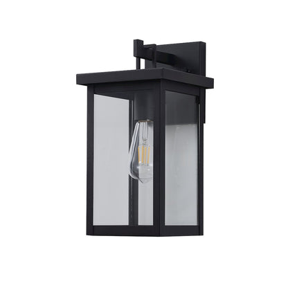 1-Light Matte Black Outdoor Wall Sconce With A Clear Glass Shade