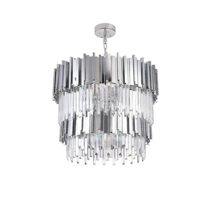 12-Light Chrome Stainless Steel Chandelier With Clear Crystal Accents