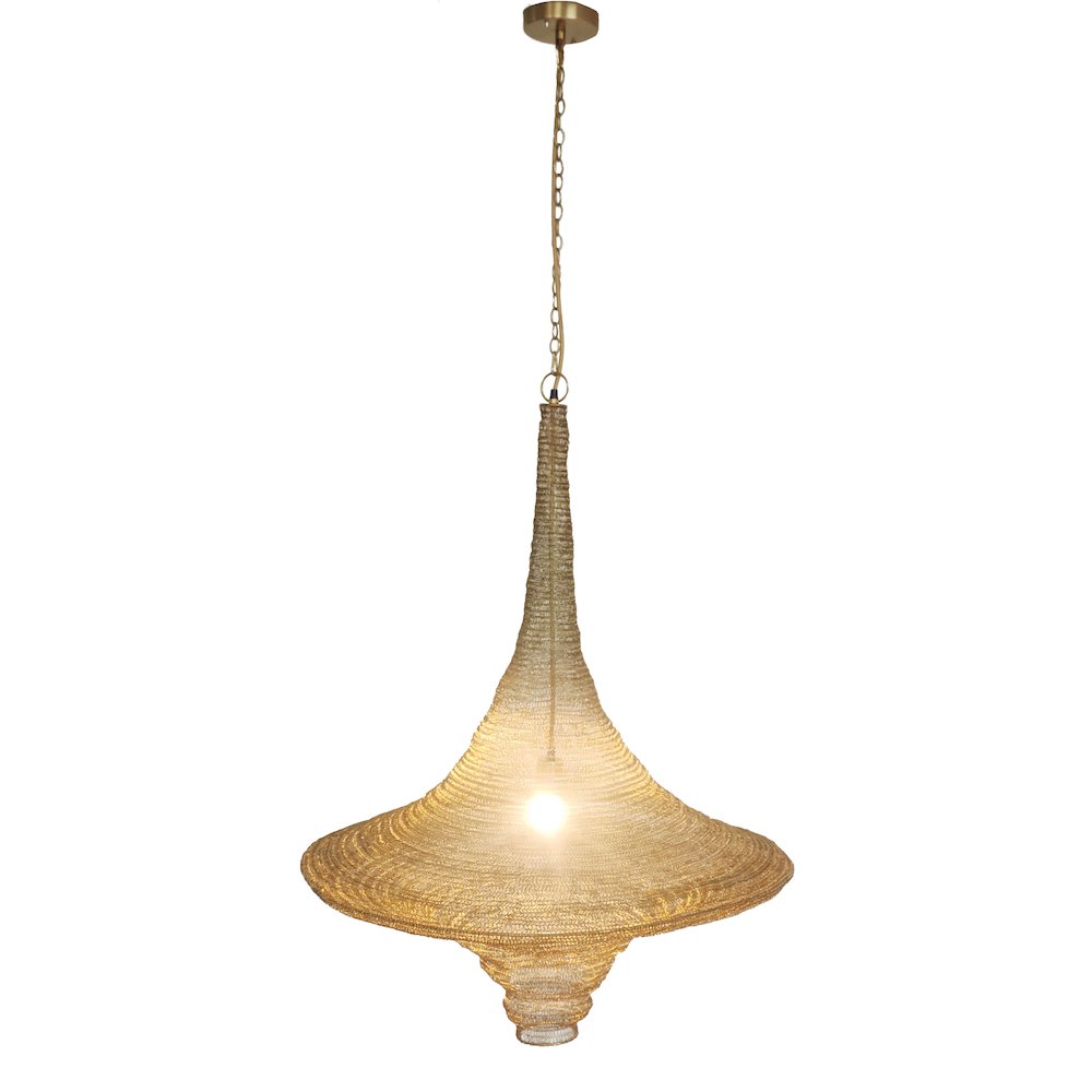 1-Light Gold Pendant With A Chain Basket Shade