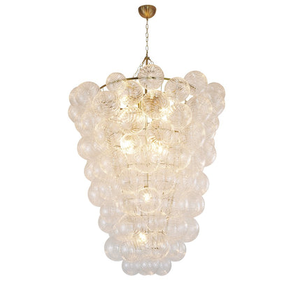 12-Light Brass Chandelier With Clear Swirl Glass Shades
