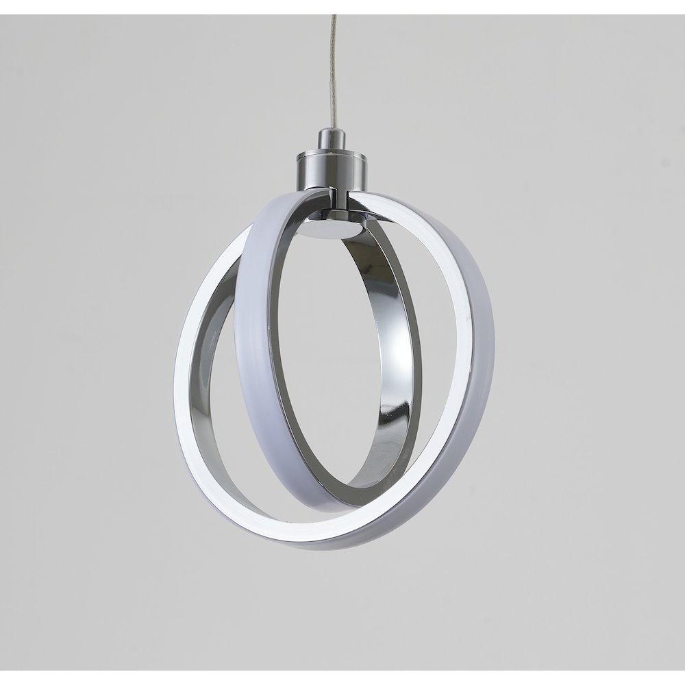 2-Light Chrome LED Pendant With White Acrylic Diffuser