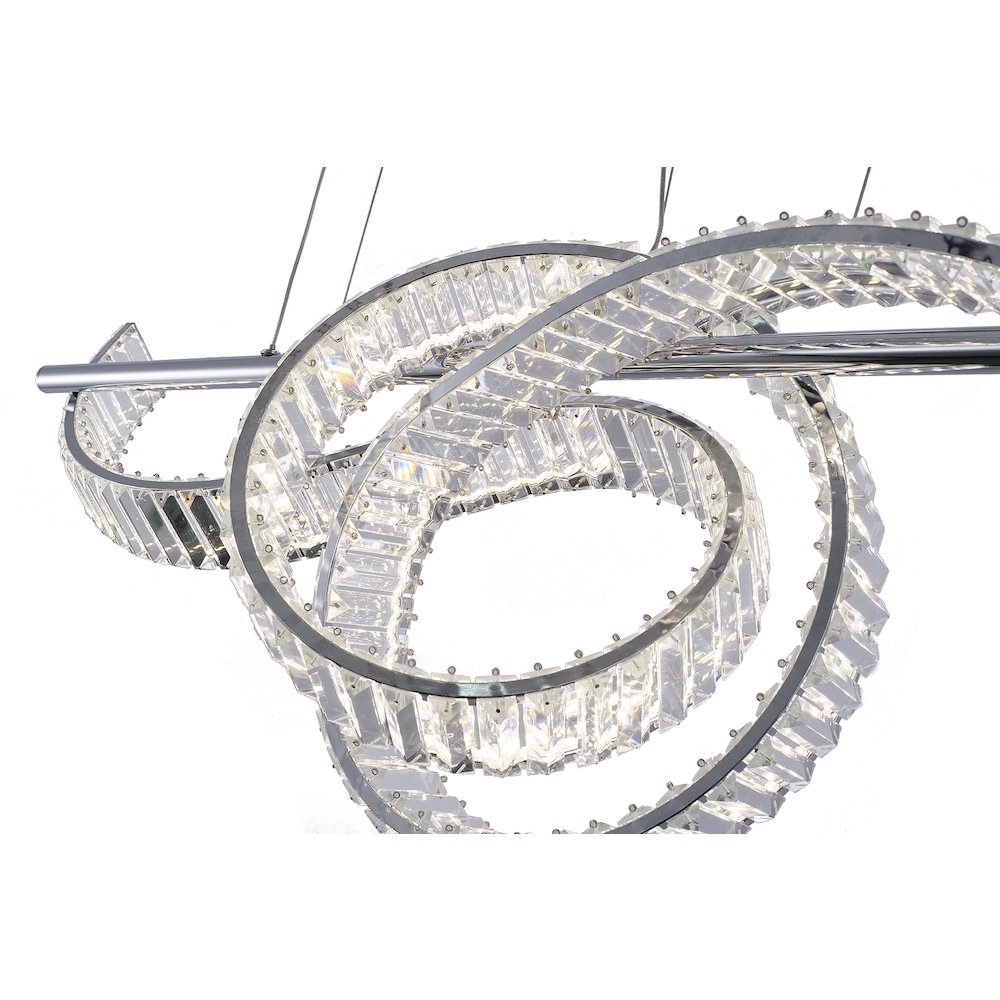 2-Light Dimmable Chrome Steel LED Chandelier With Clear Crystal