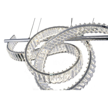 2-Light Dimmable Chrome Steel LED Chandelier With Clear Crystal