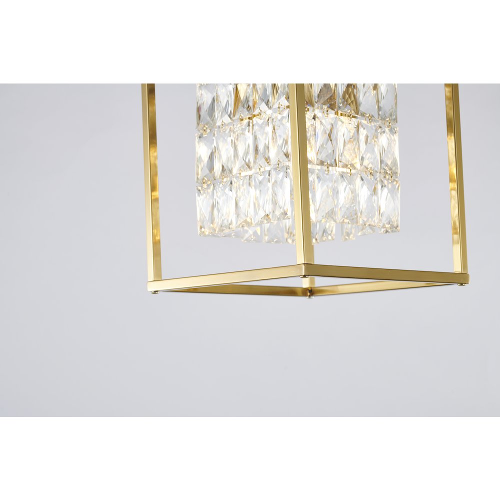 4-Light Antique Brass Cage Chandelier With Clear Crystals