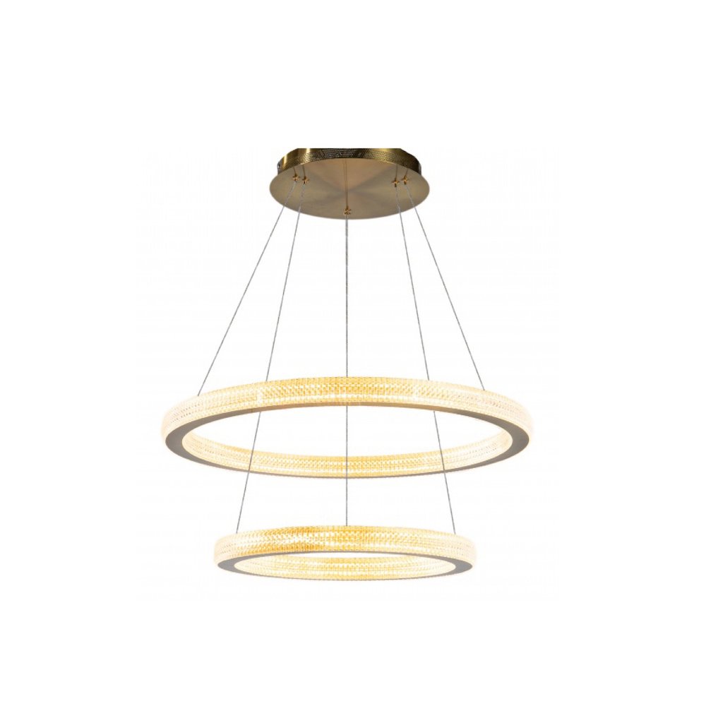 2-Light Sand Gold LED Chandelier With Acrylic Diffusers