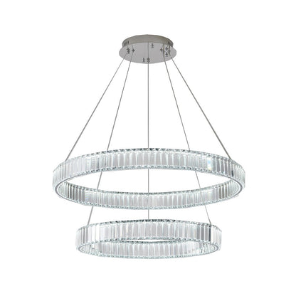 2-Light Chrome Steel LED Chandelier With Crystals