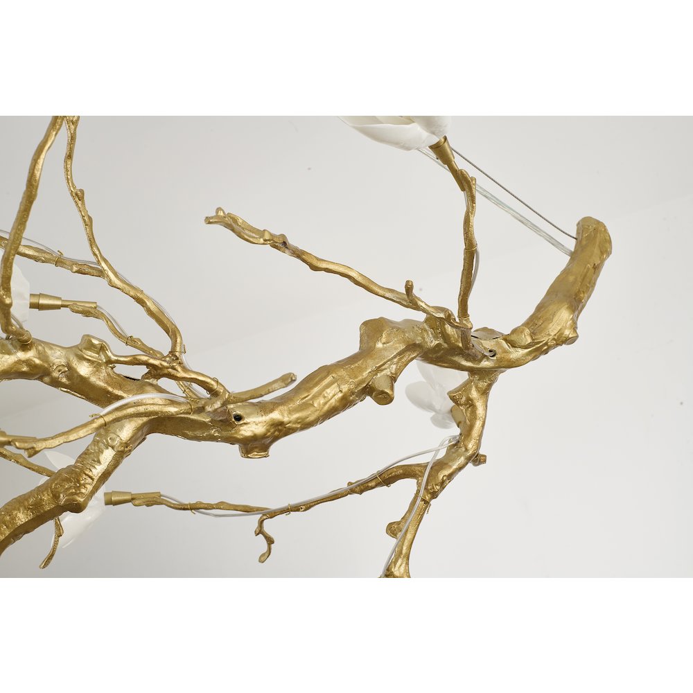 18-Light Brass Copper Chandelier With White Ceramic Shades