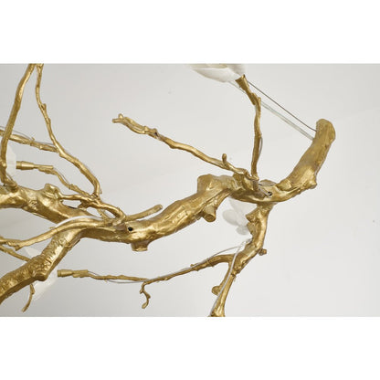 18-Light Brass Copper Chandelier With White Ceramic Shades