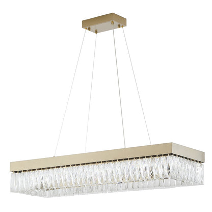 4-Light Gold Hairline LED Chandelier With Clear Crystals