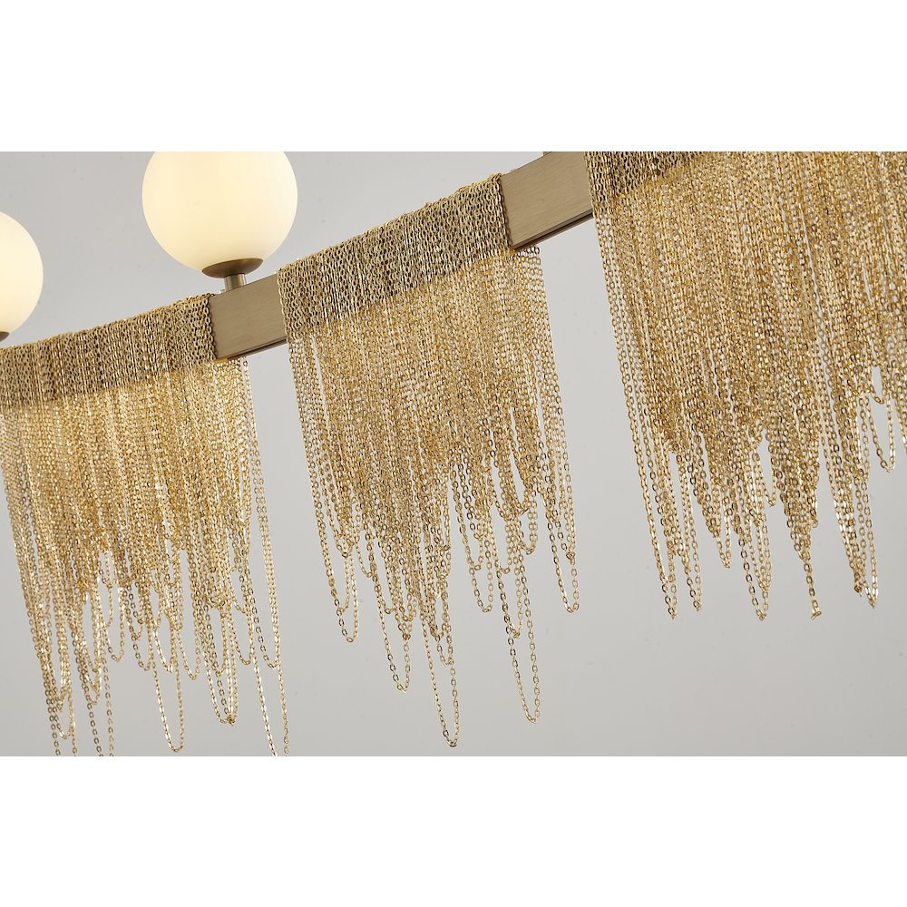 3-Light Gold Chandelier With Hanning Chains And White Glass Shades