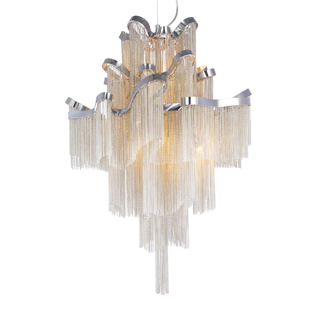 8-Light Chrome Chandelier With Chrome Aluminum Hanging Chain