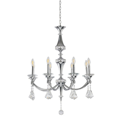 8-Light Chrome Chandelier With Clear And Champagne Crystals
