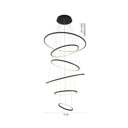 6-Light Matte Black Aluminum LED Chandelier With White Acrylic Diffusers