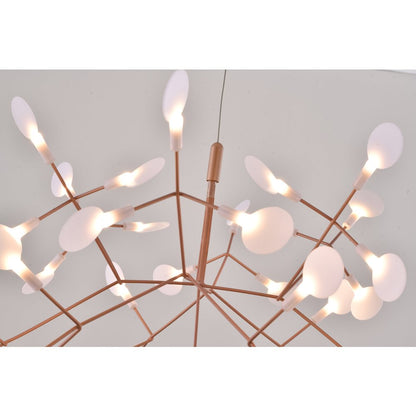 45-Light Matte Copper Chandelier With White Acrylic Shades