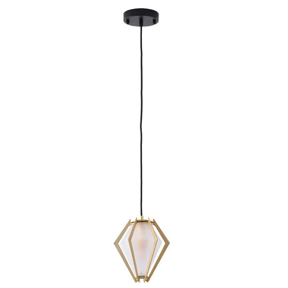 1-Light Gold Aluminum Single Pendant With Frosted Glass