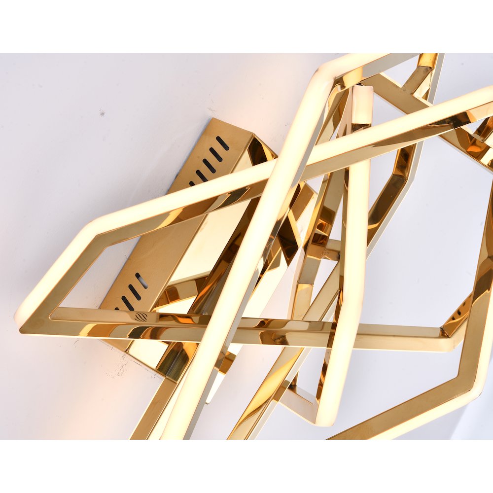 15-Light Gold Stainless Steel LED Wall Sconce With Acrylic Diffusers