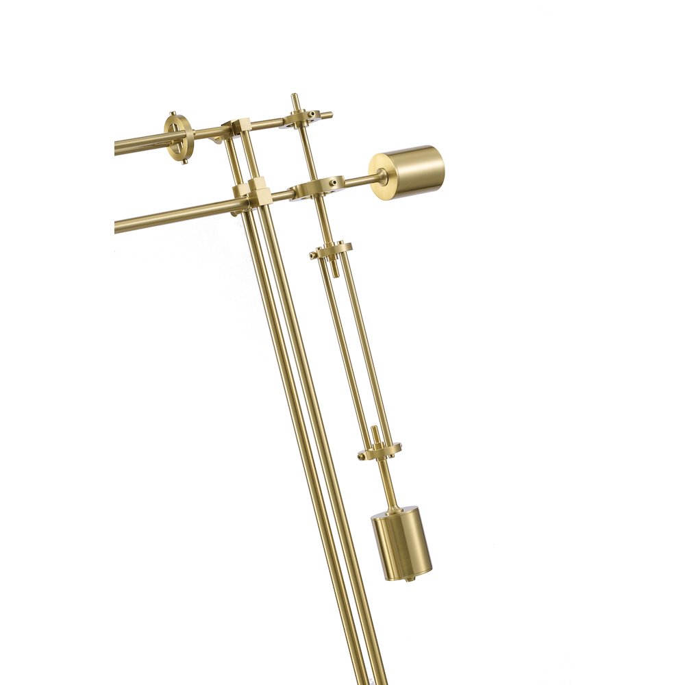1-Light Brass Iron LED Table Lamp With A Shade And  A Black Alabaster Base