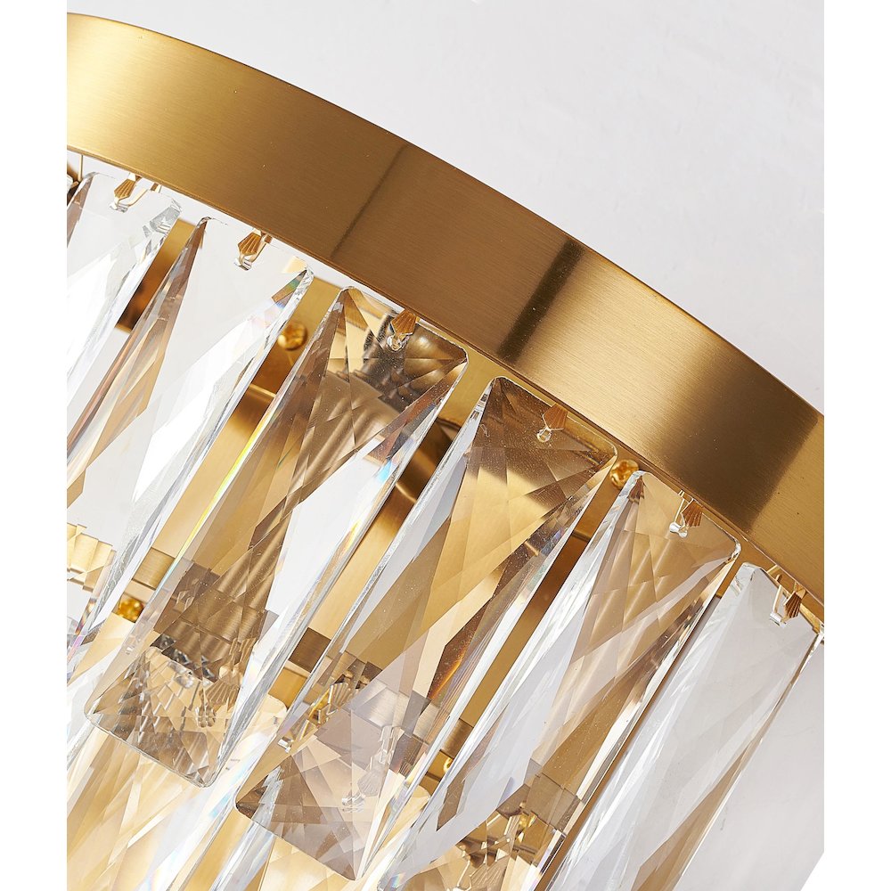 3-Light Brass Wall Sconce With Clear Hanging Crystals