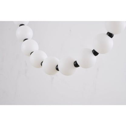30-Light Black LED Chandelier With White Acrylic Ball Shades
