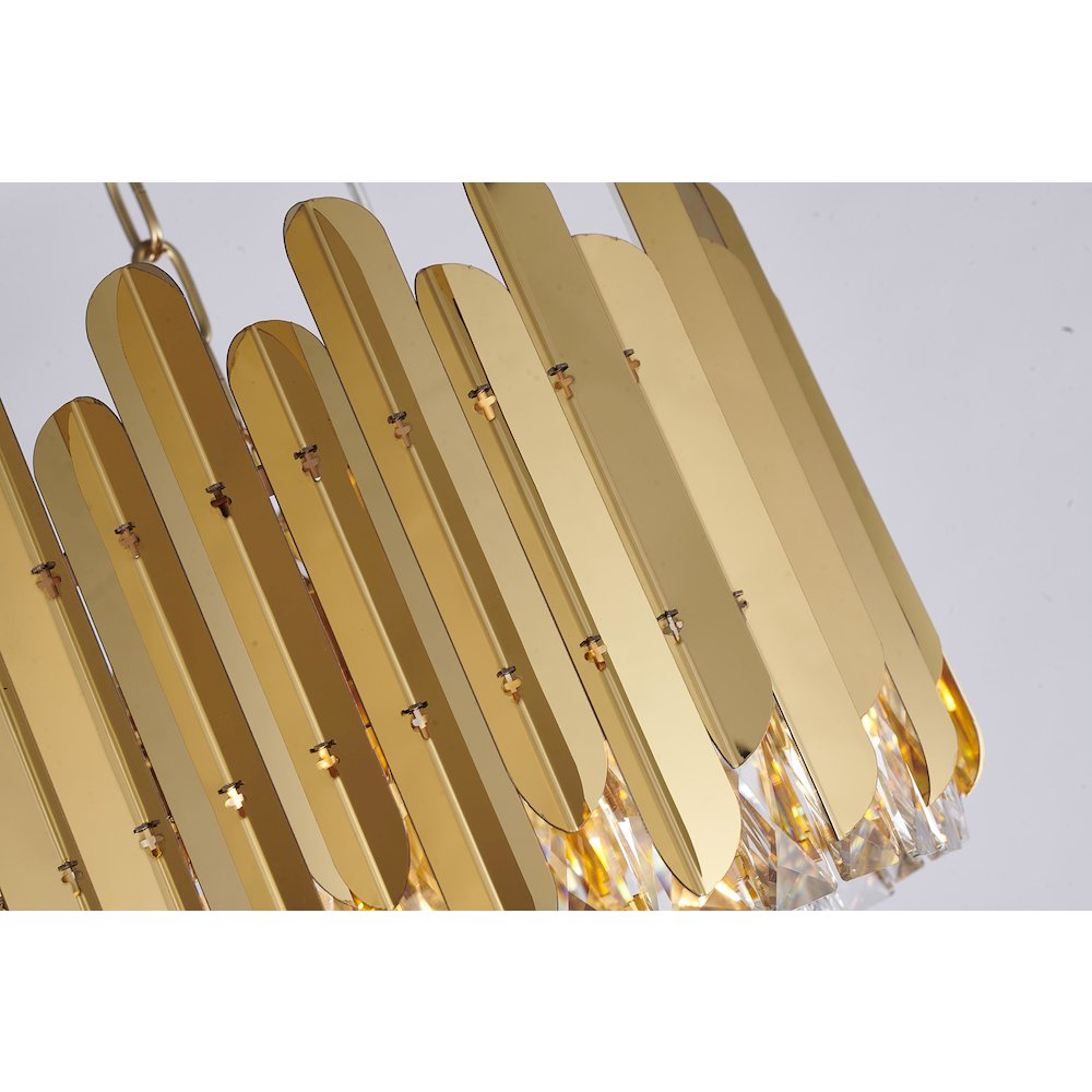 8-Light Gold Stainless Steel Chandelier With Clear Crystals