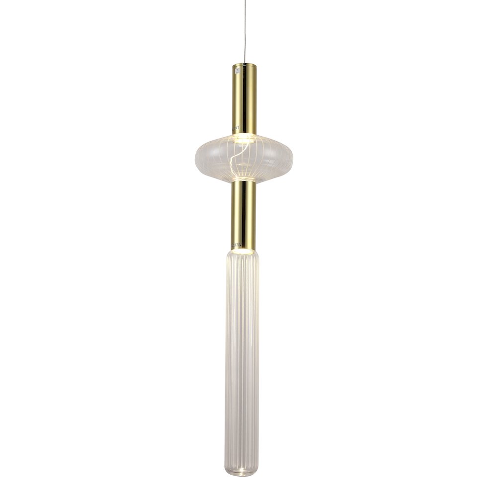 2-Light Gold LED Pendant With Clear Glass Shades