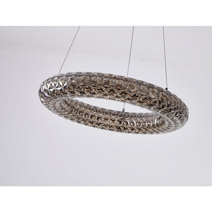 1-Light Chrome LED Chandelier With A Smoke Acrylic Halo Ring