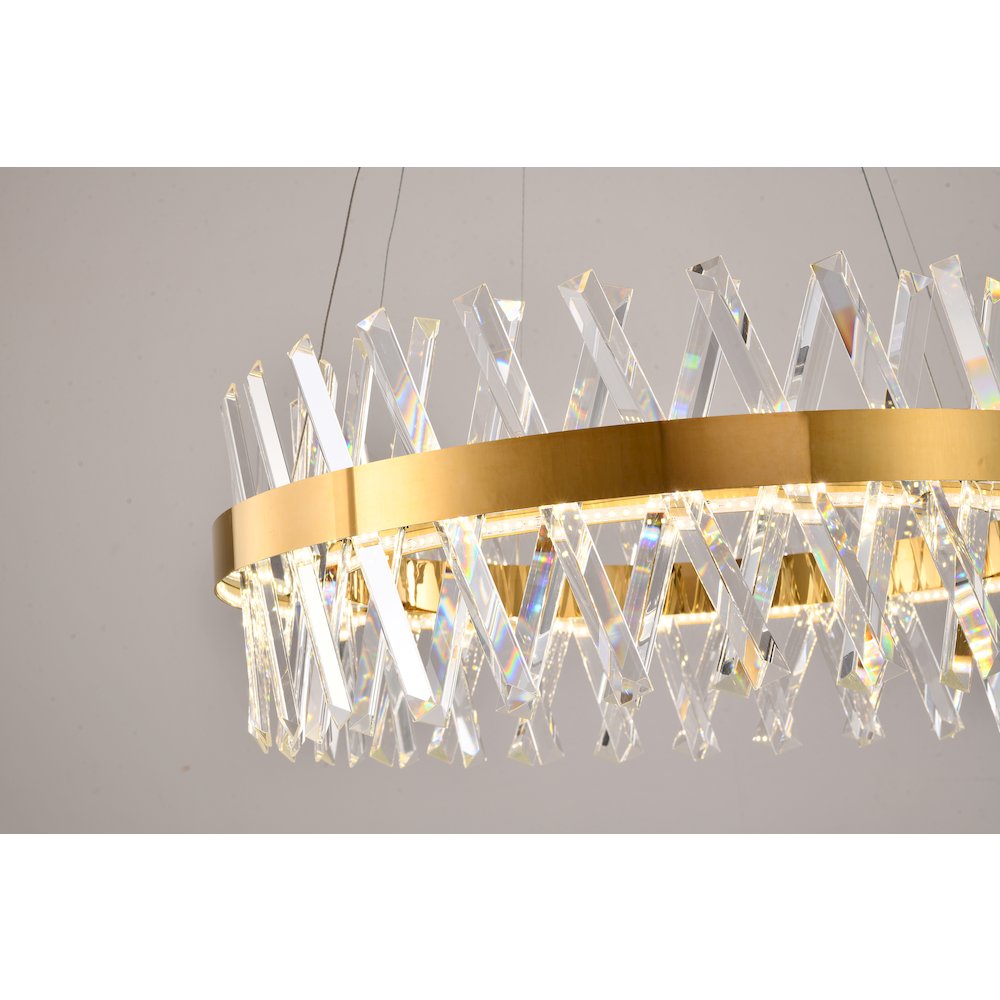 1-Light Gold Dimmable LED chandelier With Clear Crystal Accents