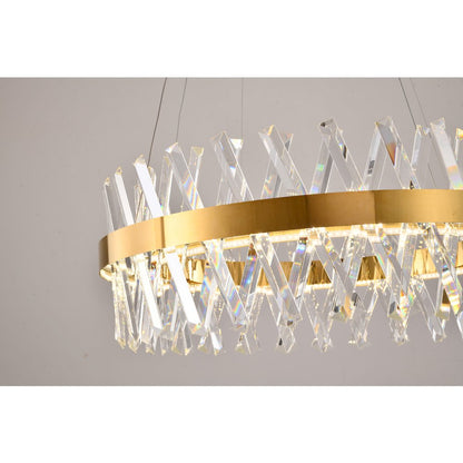1-Light Gold Dimmable LED chandelier With Clear Crystal Accents