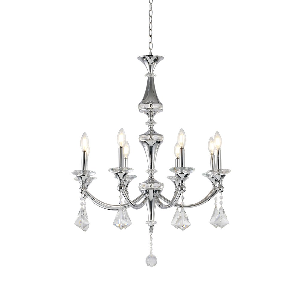 8-Light Chrome Chandelier With Clear And Champagne Crystals