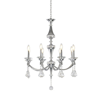 8-Light Chrome Chandelier With Clear And Champagne Crystals