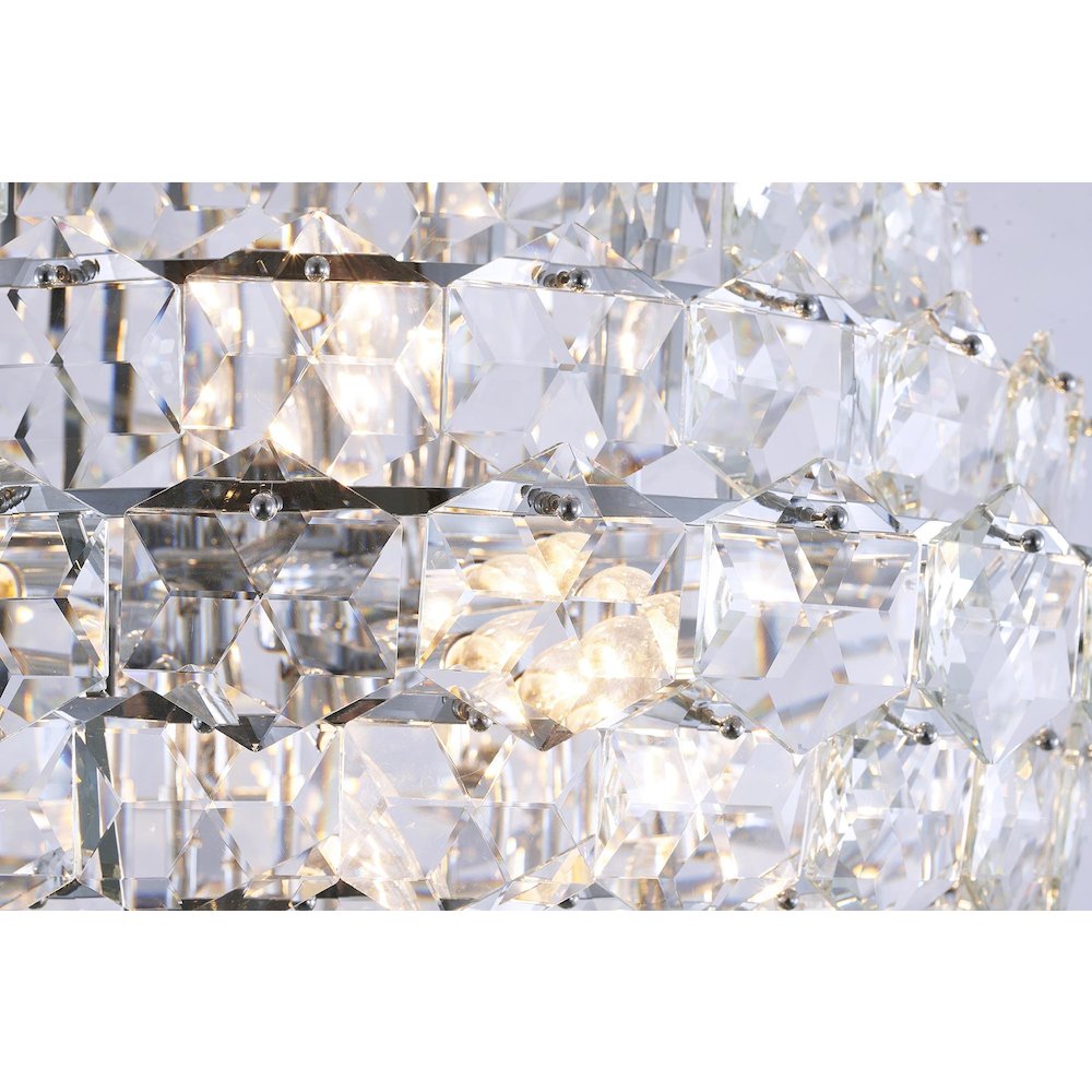 27-Light Chrome Chandelier With Clear Hanging Crystals