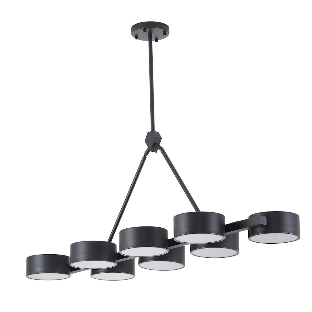 8-Light Black LED Chandelier With Accent Shades