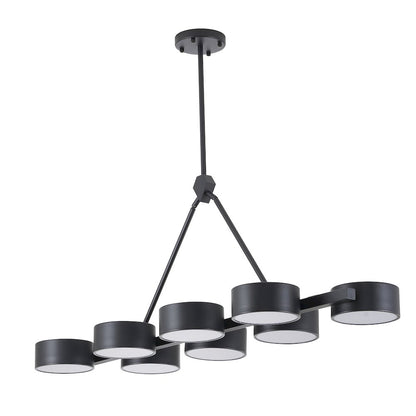 8-Light Black LED Chandelier With Accent Shades