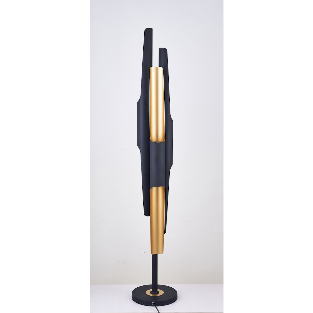 6-Light Matte Black Floor Lamp With Gold Interior