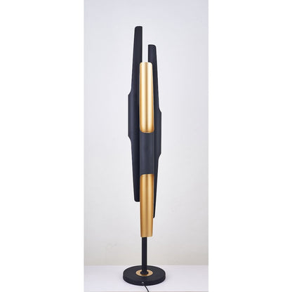 6-Light Matte Black Floor Lamp With Gold Interior