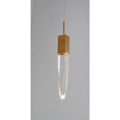 1-Light Gold Single Pendant With A Clear Iceberg Crystal
