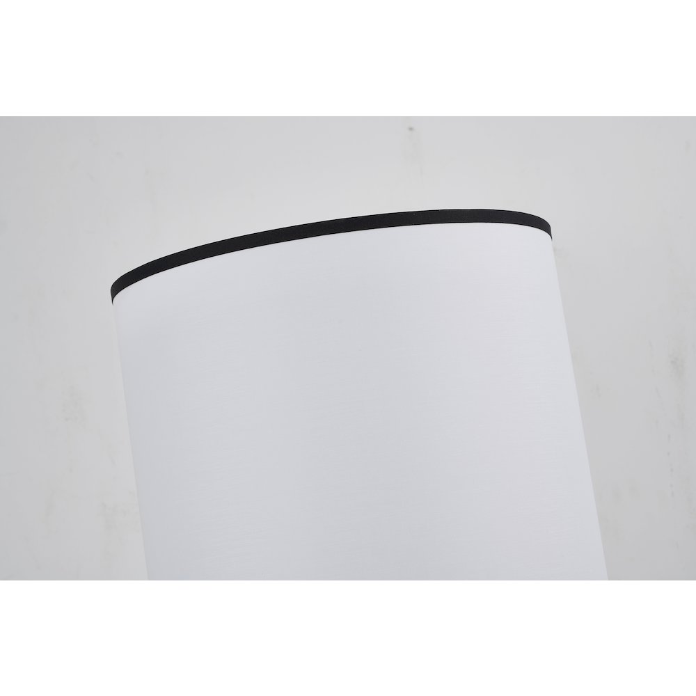 2-Light Black And Satin Brass Floor Lamp With A White Linen Shade