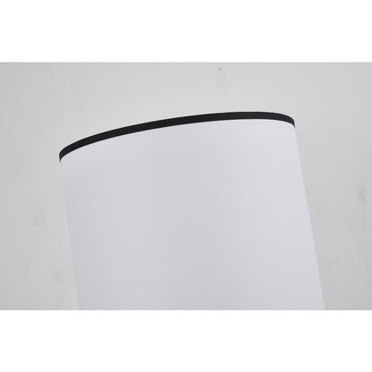 2-Light Black And Satin Brass Floor Lamp With A White Linen Shade